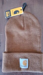 New Carhartt Knit Watercolor Camo Patch Beanie Hat Brown - NWT UNISEX AH5934-M