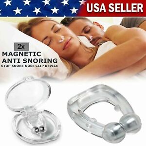 2x Anti Snoring Nasal Snore Stopper Silicone Magnetic Sleep Aid Nose Clip Device
