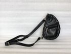 AMERIBAG Black Leather Healthy Back Bag Crossbody Mini Sling Shoulder Bag Purse