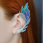 Luxury Blue Painted Elf Ear Cuffs for Women Earrings Fairy Wings Wedding Jewelry