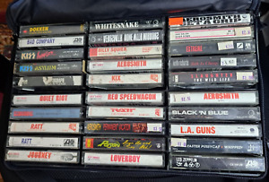 New ListingLot Of 30 used Metal, Hard Rock, Classic Rock Cassette Tapes 70s 80s 90s + case