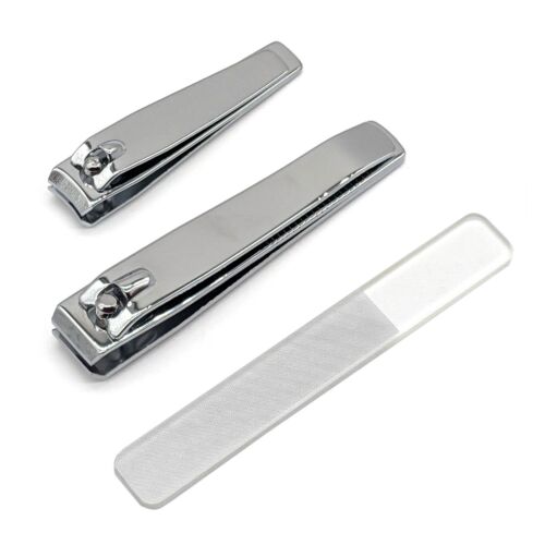 Silver Nail Clippers Finger Toenail Cutter Glass Nail File Trimmer Clipper