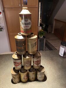 New ListingOLD  🍻CONE TOP BEER 🍺 CAN LOT OF 10  See Pictures DENTS,HOLES, RUST ECT…..