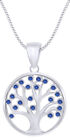 Tree Of Life Pendant Necklace Simulated Sapphire 14k Gold Plated Sterling Silver