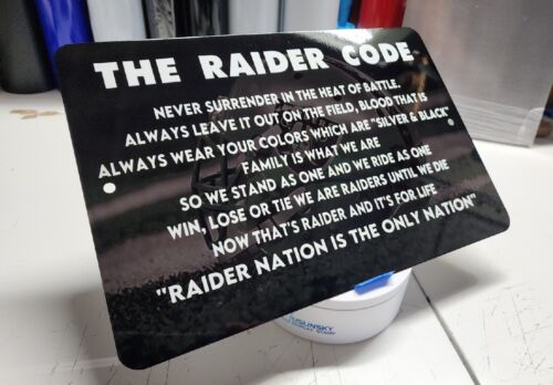 Las Vegas Raiders 12x8 Raider Code Metal Sign Garage Backyard Oakland Nation Los