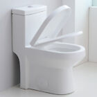 HOROW Dual Flush Elongated One Piece Toilet with Soft Closing Seat Modern
