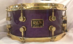 Spaun Maple Snare Drum 6.5x13” 8 Ply with Birdseye Face. Purple w Gold Hardware
