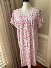 Aria nightgown new nwt plus gown 2x 100% cotton knit floral flutter pockets