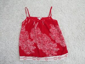 CAbi Tank Top Women XS Red Heart of Township Cami Spaghetti Strap Scoop Neck