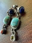 Barse sterling silver turquoise Coral pierced dangle earrings Southwestern 1-1/8