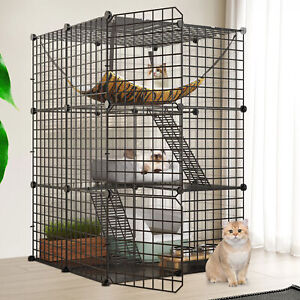 Cat Cage Indoor Catio DIY Cat Enclosures Metal Playpen 3-Tiers Kennels Pet CraYT