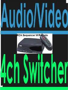 4 CAMERA SWITCHER+4CH AUDIO+S-VIDEO+WIRELESS REMOTE CCTV RCA vh915 COMPOSITE AV