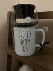 New Rae Dunn Frosty the Snowman JOLLY HAPPY FUN Mug with Top Hat Lid