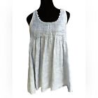 CP SHADES A-Line Pintucked Linen Tank in Blue Size Small