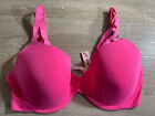 Victoria Secret Bra 34D Lined Demi Neon Pink Solid Underwire MSRP:$54