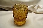 Vintage Glass Daisy Button Amber Toothpick Holder