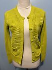 CAbi 5011 Loren Knit Woven Sweater Glow Stick Lime Green Cotton Blend Small