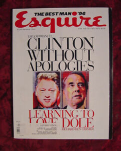 ESQUIRE September 1996 Bill Clinton Bob Dole Celebrity Models Gay Talese