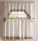 Embroidered Lace and Faux Silk Kitchen Curtain Set, 36