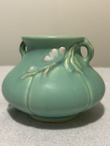 Vintage Weller Pottery F-2  Floral Bouquet Green Vase Circa late 1930s