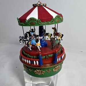 Mr. Christmas Mini Carnival Carousel Music Box, Red Green