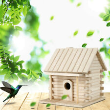 Bird House Wooden Natural Nesting Box Animals Garden Patio Feeder Roof