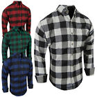 Mens Plaid Flannel Shirt Soft Cotton Big Checker Pattern Chest Pocket Casual