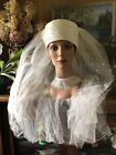 New ListingVintage 1960’s Satin  Lace And Pearls  Wedding Veil Hat