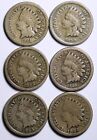 1859-1864 CN SHORT SET INDIAN HEAD CENT LOT OF 6 G/VG FREE SHIPPING 