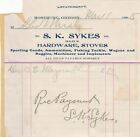U.S. S.K. Sykes Oregon 1908 Hardware Maynard Shovels Paid Invoice Ref 41909