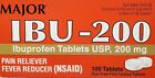 Major Dye Free Ibuprofen 200mg Tablets Pain Reliever 100ct -Exp Date 10-2025