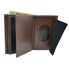 HSI / Federal Air Marshal Brown Recessed Double ID Mens Leather Badge Wallet