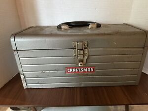 Vintage Sears Craftsman 6500 Grey Metal Tool Box Chest 18” Red Plastic Tray