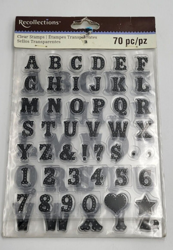 Recollections Clear Stamps 70pc. Alphabet w/ Numbers, Heart & Star - New
