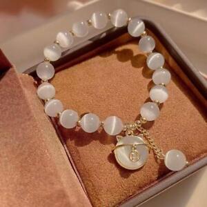 1Pcs Lucky Moonstone Beads Cat Bracelet Attracting Wealth Jewelry Gift Sell L