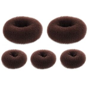 5 PCS Donut Hair Bun Maker, Dark Brown Ring Style Bun Makers Set