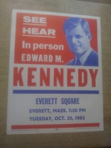 1962 Edward Ted Kennedy Campaign President everett square flyer brochure