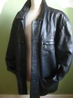 MENS LEATHER COAT JACKET large 44 46 XL long black OVER  western CIRO CITTERIO