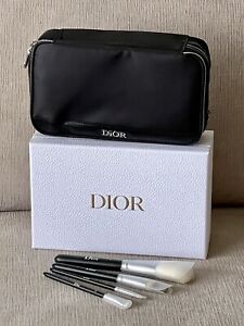 Dior Backstage VIB 4pcs Full Size Makeup Brush Set Vanity Travel Case Bag Lot