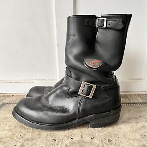 Red Wing 968 Black Engineer Motorcycle Boots Men’s Size 12 D Soft Toe USA