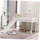 Bellemave Twin Size Loft Bed for Kids,Low Loft Bed with Slide and Ladder,Wood