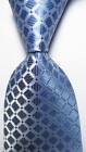 New Classic Checks Light Blue White JACQUARD WOVEN 100% Silk Men's Tie Necktie