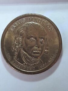 2007-P James Madison Presidential Golden $1 One Dollar 1809-1817 US Coin