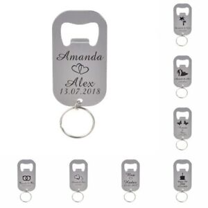 50Pcs Personalized Customize Bottle Openers Keychain Party Wedding Engraved Gift