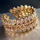 18k Gold Plated Eternity Band Ring made w Swarovski Crystal Stone Adjustable
