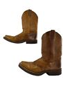 Men's Justin USA Brown Leather Square Toe Western Cowboy Boots Size 12 D