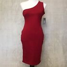 NWT Lulus Sheath Dress Sz M Red One Shoulder Bodycon Party Cocktail Lined Zip