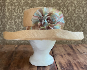 Summer, Wide brim, Women's Sinamay Hat with Handmade Flower Trim 23