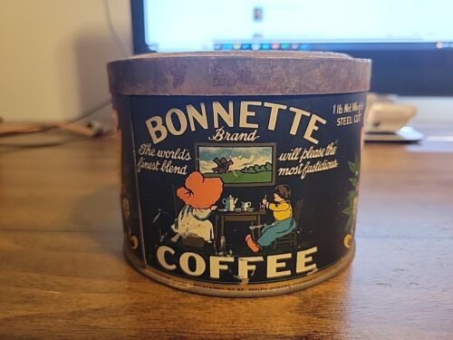 New ListingVintage 1lb Bonnet Coffee Can Tin Springfield Grocer Co
