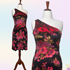 Betsey Johnson Vintage Black Label Y2K Stretch Velvet Floral Mini Dress Size L
